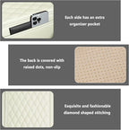 Stacool Upgraded Car Center Console Cover,Microfiber Leather Car Armrest Cover Cushion with 2 Storage Bags,Universal Car Armrest Storage Box (Cream)