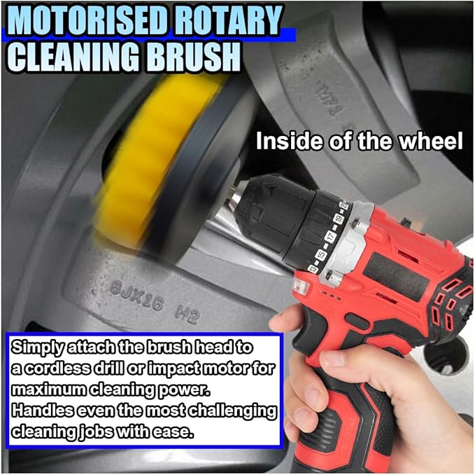 ZIMISI 2PCS Car Detailing Drill Brush Set, 2" & 4" Power Carpet Scrubber, Nylon Bristle Wheel Cleaner Brush with Drill Attachment, Car Wash Cleaning Kit for Floor Mats, Bathroom (Yellow)