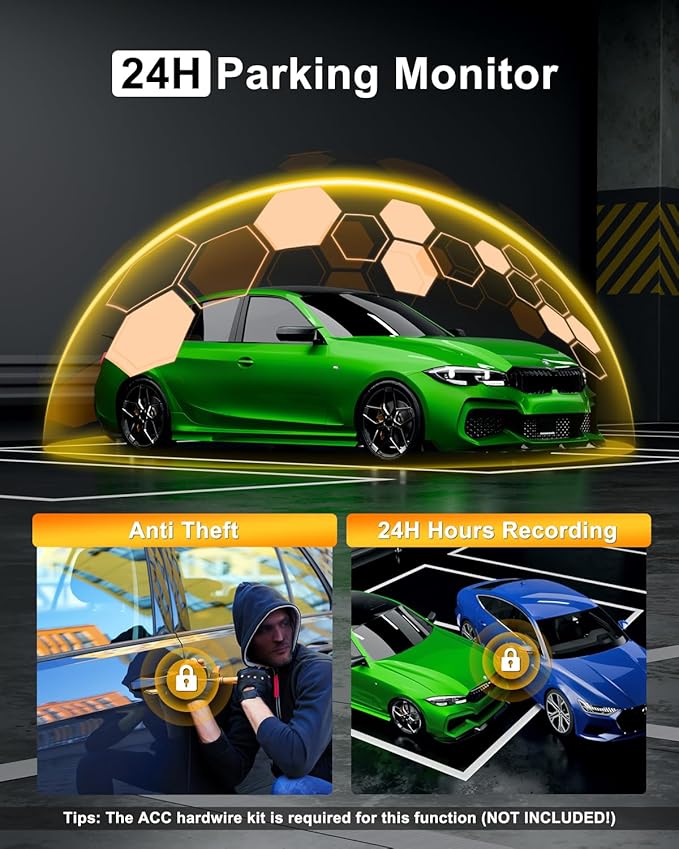 4K Dash Cam Front, Dash Camera for Cars 5Ghz WiFi/APP Control, 64GB Card Included, 2.99'' IPS Screen, 2160P Car Dashcam, Night Vision, 24H Parking Monitor, Loop Recording, G-Sensor, Max Support 256GB
