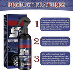3 in 1 Ceramic Car Coating Spray,Multi-Functional Coating Renewal Agent,High Protection Quick Car Coating Spray Fast-Acting,Plastic Parts Refurbish Agent,Waterless Car Wash,Nanotechnology (2PCS)
