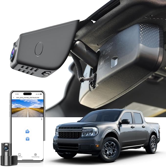 Mangoal 4K Front & 2K Rear 2 Channel HDR Dash Cam, Dual STARVIS 2 IMX678 IMX675, Fit for Ford 1st Gen Maverick 2025 2026(Model B), 5GHz WiFi, GPS, Support 512GB Max(Additional Purchases)