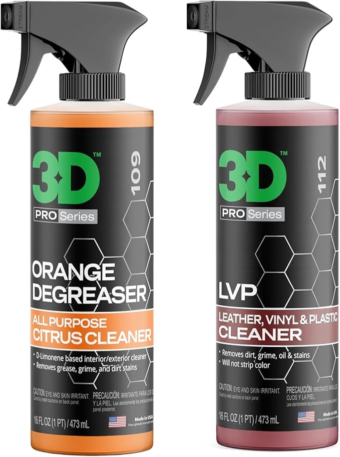 3D Orange Degreaser + LVP Interior Cleaner – Dual Surface Car Cleaning Kit for Interior & Exterior Grime