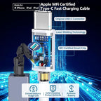 [Apple MFi Certified] iPhone 17 Car Charger, Rombica 3-Port 67W Dual USB-C&USB-A Car Power Cigarette Lighter PD/QC Type-C Fast Car Charger with Type-C Cable for iPhone 17/17 Pro Max/16 Pro/15 Pro/iPad