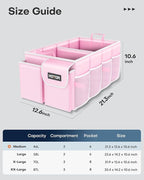 HOTOR Trunk Organizer for Car - Car Organizer, Foldable Trunk organizer for SUVs & Sedans, Sturdy Organization for Car Accessories, Tools, Sundries, Pink, 2 Compartments, 21.3"×12.6"×10.6"