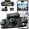 4K 360° Dash Cam, 4 Channel Dashcam Front and Rear Inside & Outside with WiFi, GPS, Parking Mode, Voice Control, Car Protection for Safer Driving, Teens, Road Trip, Travel, Family & Vanlife