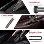 Car Vacuum Cleaner, 12V/106W High Power Handheld Portable Car Vacuum with 16 Ft Cord, Attachments, Filters and Storage Bag, Suitable for Car (Red Button)