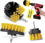 Drill Brush Car Detailing Attachment Set - 3 Piece Power Scrubber Brush Kit for Wheels, Tires, Carpet, Interior, Upholstery - Medium Stiff Nylon Brushes for Cordless Drill Cleaning