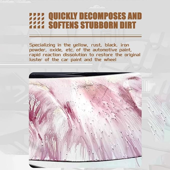 Iron Remover Car Detailing - 100ml Rim Cleaner Stain Removal,Car Rust Removal | for Wheels Brakes Calipers Tires Exterior Paint Motorcycle Rv Boat