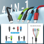 USB C Multi Charging Cable, Dual USB C 4 in 1 Charging Cable, Multi Chargers for All Devices with IP/Type C/Type C/Micro Port, Compatible with Most Cell Phones/Tablets and More [2Pack 5FT]