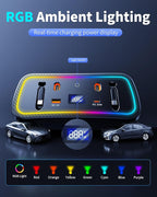 Car Charger Usb Hub with RGB Light for 2026 2025 2024 2023 2022 2021 2020 Toyota Corolla Accessories, 4-Port Docking Station with Retractable Cable, Phone Fast Charging Hub with Voltage Display