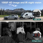 1080P Solar Wireless Backup Camera with 5in Monitor, 5000mAh Rechargeable Battery and Solar Panel, IP69K Waterproof, IR Night Vision, Support 2 Cameras, for Car, RV, Trailer, Camper (0092)