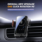 15W Wireless Car Charger & Auto Rotating Car Phone Holder MagSafe Compatible with LED Lights, Gesture Control Clamping, Auto Arm Opening, Built-In Battery, Dual Mount Options for Vent or Dashboard