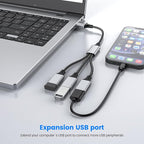 MOGOOD USB Type A Splitter 2Pack 1 Male to 3 Female USB2.0 Adapter USB Extension Cord for Charging/Data Transfer/Laptop/Mac