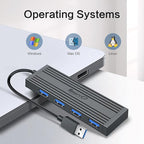 SmartQ 4-Port USB 3.0 Hub, High-Speed Data Hub, USB Port Expander for Laptop, PC, iMac, Surface Pro, XPS, Flash Drives, Mobile HDD, and More (Slim USB 3.0 Hub - 0.5 ft)