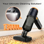 Cordless Handheld Car Vacuum, 13000Pa Powerful Suction Brushless Motor, 2H Type-C Fast Charge, 40-Min Battery, HEPA Filter, 1.2lbs Lightweight, Portable for Car Home Pet Hair Cleaning