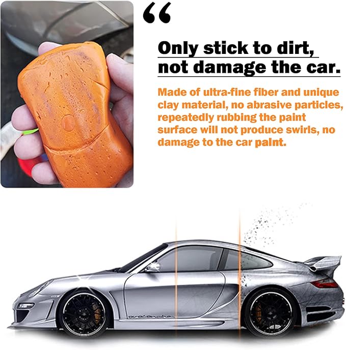 Car Clay Bar 4 Pack 400g, Premium Grade Clay Bars Auto Detailing Magic Clay Bar Kit with Towel Clay Bar Cleaner with Washing and Adsorption Capacity for Car Wash Car Detailing Clean,Glass (Orange)