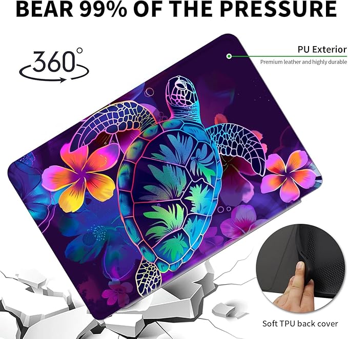 Case for Kindle Scribe,360 Degree Rotating Swivel PU Leather Stand Flip Folio Cover with Auto Wake/Sleep for Amazon Kindle Scribe Cover 10.2 Inch (2024/2022 Release),Glitter Sea Turtle