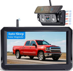 Wireless Backup Camera Solar for Truck: Magnetic Easy Install No Wiring Trailer Hitch Camera for Pickup Trucks - HD 1080P 5 Inch Split-Screen, IR Night Vision
