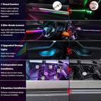 Dreamcolor Acrylic Car Interior Lights 22 in 1 RGB LED Strip Lights APP Control Zoned Control System 252 Color Modes DIY Fiber Optic Ambient Lighting Kits Music Car Neon Light Kits New Version