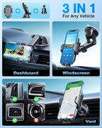 VANMASS Car Dashboard Phone Holder Universal Powerful Suction Cup Mount, Dash Windshield Air Vent Truck Stand Compatible with All Phones Black