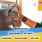 The Rag Company - Rip N' Rag Multi-Purpose Reusable Microfiber Towels for Home, Office, Garage, RV and More - 80 Count Roll - Premium 70/30 Blend - 200gsm