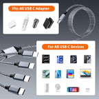 USB C Cable, USB C Splitter Multi Charging Cable, 4 in 1 Charging Cable with 4 Type C Ports, Charger Cable for Multiple Devices Compatible iPhone 16/15 Series, iPad, Galaxy S24 S23, Pixel, PS5