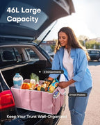 HOTOR Trunk Organizer for Car - Car Organizer, Foldable Trunk organizer for SUVs & Sedans, Sturdy Organization for Car Accessories, Tools, Sundries, Pink, 2 Compartments, 21.3"×12.6"×10.6"