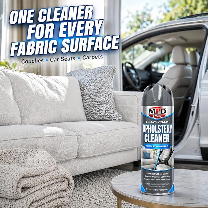 MPD PRO Heavy Foam Upholstery Cleaner with Stain Guard – 22 oz | Deep Cleaning Foam for Upholstery, Fabric & Carpets | Prevents Spills from Penetrating Fibers - Pack of 1
