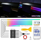 Acrylic Interior Car LED Strip Light with USB/Type C, RGB 6 in 1 with 175 Inch 593 LEDs Strip, Dynamic Chasing Music Sync Neon Ambient Lighting Kits