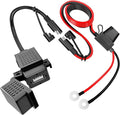Nilight Waterproof Motorcycle USB 3.1Amp Quick SAE to USB Charger Adapter O Ring Terminal Cable Harness with Inline 5Amp Fuse Handlebar for Mobile Devices GPS