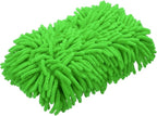 HARFINGTON Car Wash Sponge 9.1" x 4.7" Chenille Microfiber Mitt Scratch-Free Absorbent Scour Scrubber Cleaning Sponge for Washing Detailing on Cars, Trucks, SUV, Boats, RVs, Green