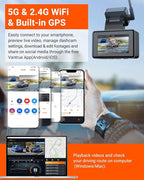 Vantrue E2 Dash Cam Front and Rear, 2.7K Upgrade Rear Cam, Dual STARVIS, 2.7K + 2.7K Dash Camera for Cars, Voice Control, WiFi, GPS, Night Vision, 24H Parking Mode, G-Sensor, 2.45" IPS, Support 512GB