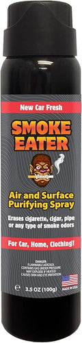 Smoke Eater Odor Eliminator Aerosol Spray, New Car Fresh, 3.5 oz — Tea Tree Oil Breaks Down Smoke at the Molecular Level