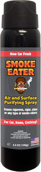 Smoke Eater Odor Eliminator Aerosol Spray, New Car Fresh, 3.5 oz — Tea Tree Oil Breaks Down Smoke at the Molecular Level