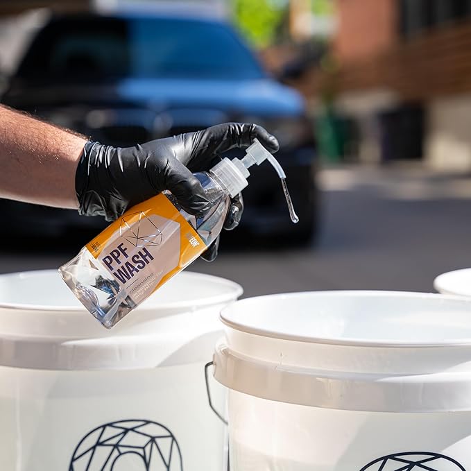 Gyeon PPF Wash paint protection film cleaner decontamination shampoo iron remover foaming safe on coated surfaces high‑suds slick wash routine road grime removal restores optical clarity