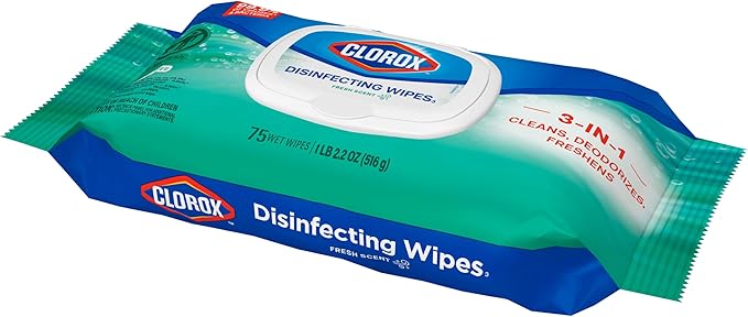 Clorox Disinfecting Wipes Flex Pack, Bleach Free, Fresh Scent, 75 Count (Pack May Vary)