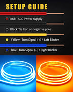 Sequential Turn Signal Light Strip Dynamic Scan Start Up Led Hood Lights Flexible DRL Daytime Running Light for Car,Truck,SUV,Dual Color Ice Blue Amber Flowing Switchback 12V 79inch/2M (1Set)