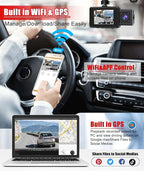 LAMONKE 4K Dual Dash Cam Front 4K Inside 1080P with GPS Wi-Fi Night Vision Supercapacitor Parking Mode G Sensor Loop Recording 256GB Support