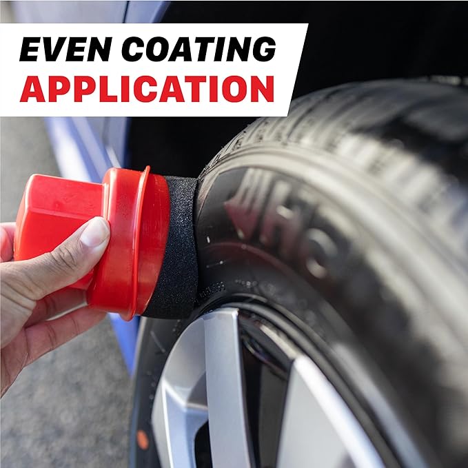 Maxshine Universal Tire Shine Applicator with Protective Cover – Black Foam Pad with Comfortable Grip – Mess-Free Handling, Even Tire Dressing & Coating – Auto Detailing Applicator Tool