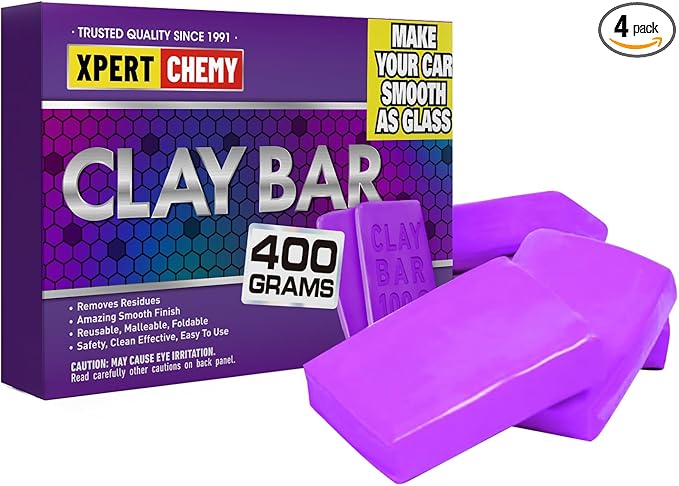 XPERTCHEMY Car Clay Bar 4 Pack 400g(4x100g), Auto Detailing Premium Grade No Scratch Magic Clay Bars Cleaner Kit with Washing and Adsorption Capacity for Car Auto SUV, RV, Truck, Purple
