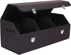 Trunk Organizer with Lid for Car Foldable Storage Box Heavy Duty PU Leather Cargo Organizer for SUV Sedan Waterproof (Red, Large)