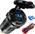 DC 12V Die Cut Mount USB Charger Aluminum Charger 4 USB Ports Dual PD and Dual QC Ports with Voltage Display Meter for Car, RV, Boat, Motorcycle and Panel Mount