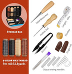 MORFEN Leather Sewing Kit, Leather Stitching Kit with Sewing Awl, Needles, Waxed Thread, Upholstery Repair Kit, Heavy Duty Sewing Tools for Hand Stitching Car Seats, Sofa, Carpets, Shoes, DIY Craft