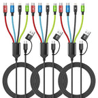 Travel Essentials 4 in 2 Multi Charging Cable [3Pack 5FT], Car Accessories Charging Cable, Chargers for Multiple Devices ith IP/Type C/Type C/Micro, Compatible with Most Phones/Tablets and More
