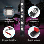YUGUANG 4Pcs Underglow LED Lights for Cars, 16 Million Colors APP Control Car Underglow Kit Music Sync RGB Under Glow LED Car Strips Light Kit for Cars Trucks SUVs