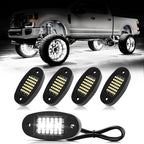 Hovano 4 Pods White Rock Lights 6000K Pure White 36 LEDs SMD Chips Super Bright Neon Underglow Light IP68 Waterproof for Pickup Trucks SUV UTV ATV RZR Car Boats (White)