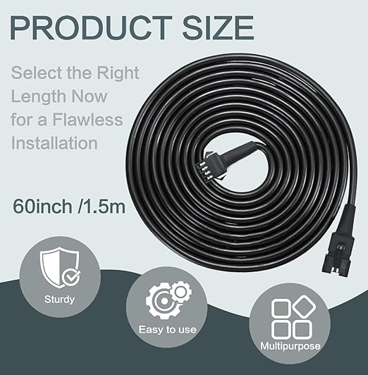 Rock Light Extension Wire 4 Pin 4 Pcs 4 Pin 60 inch, Pure Copper Insulated Cable LED Cable Cord Set for Motorcycle ATV Golf Car Trucks Neon Strip