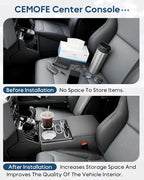 Center Console Organizer, Rear Bench Seat Armrest Organizer with Fast Phone Charging & Cup Holders