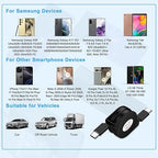 5Pack Retractable Car Charger USB C Cable Android Phone Charger Fast Charging Cord 3.3FT for iPhone 17 Pro Max 16e 15,Samsung Galaxy S26 Ultra/A17/A36/A37/A57/A56/S25FE/A16/A54/S24/Z Fold7,Pixel 10a 9