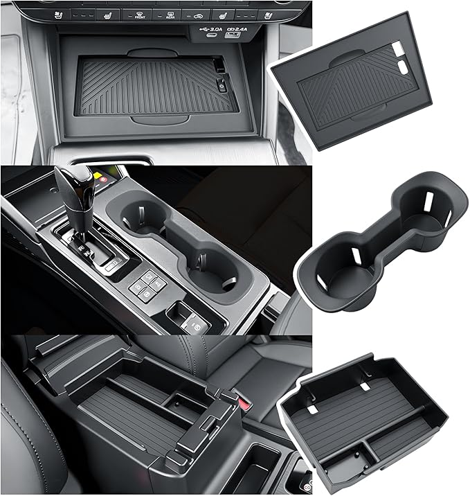 BIBIBO 3Pack for 2026 Subaru Outback Center Console Organizer 2026 Subaru Outback Console Armrest Tray+Cup Holder +Wireless Charging Mat 2026-Outback Insert Organizer Tray
